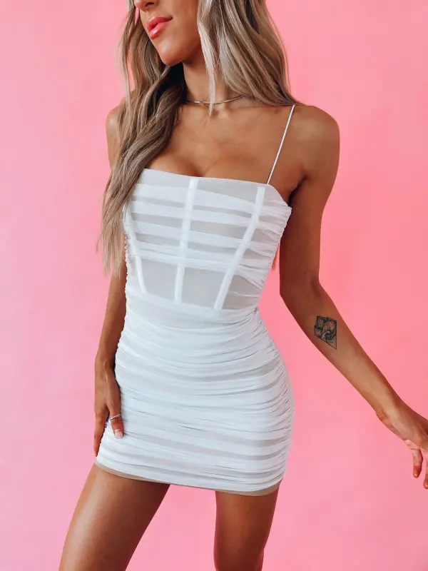 RESTOCKED: Kassadee Fitted Ruched Mini Dress