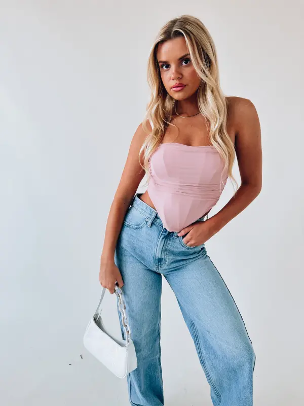 Mauve Mesh Bustier Top